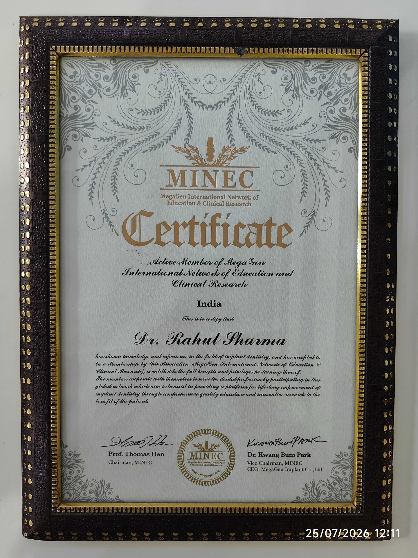 MINEC Active Member Certificate