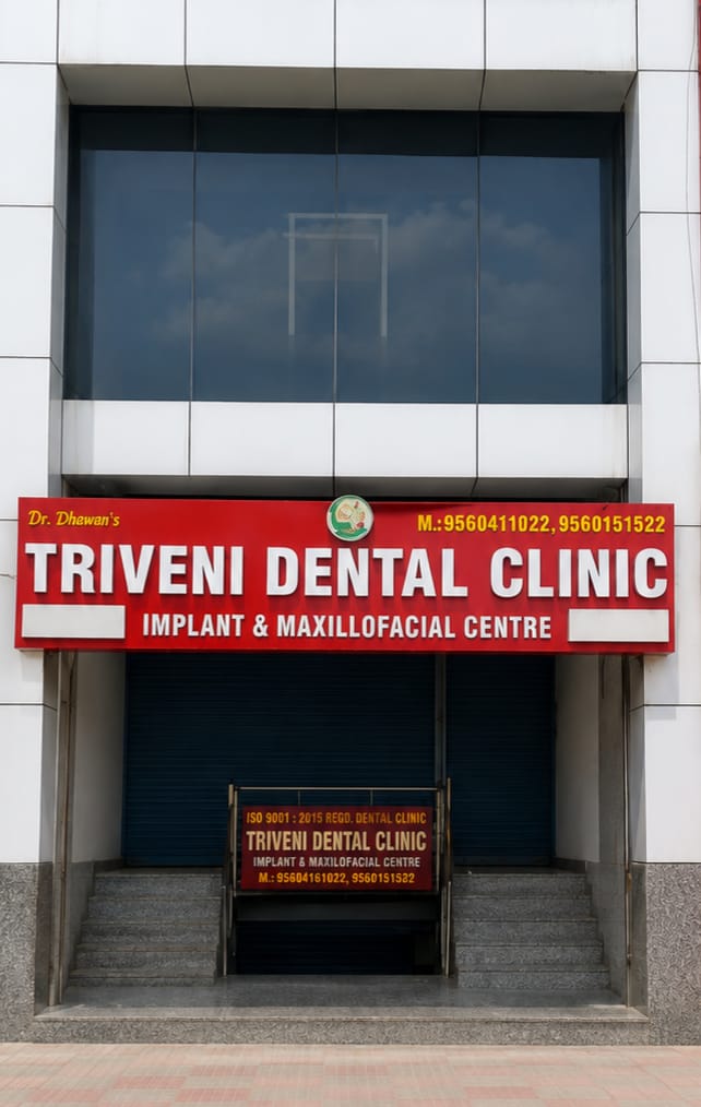 Triveni Dental Clinic building exterior in Sector 46, Faridabad
